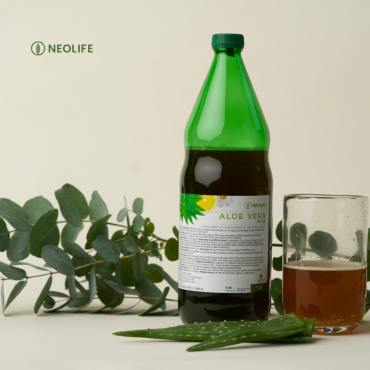 Drickfärdig aloe vera juice  med speciell örtblandning.