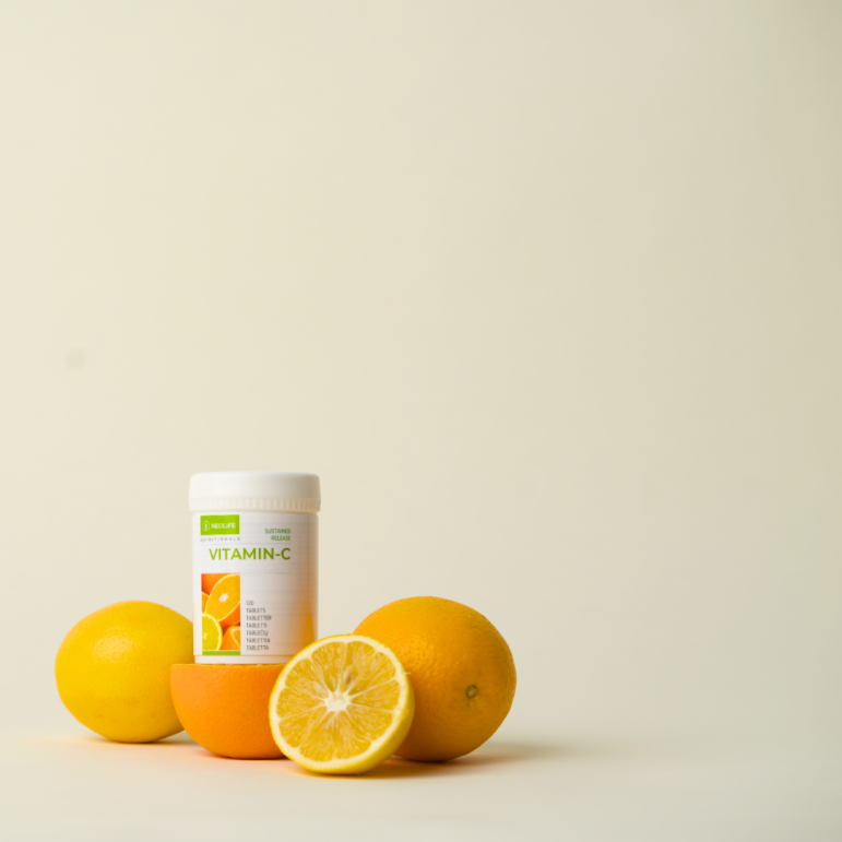 Depåtablett. Vitamin C bidrar till att minska trötthet och utmattning.